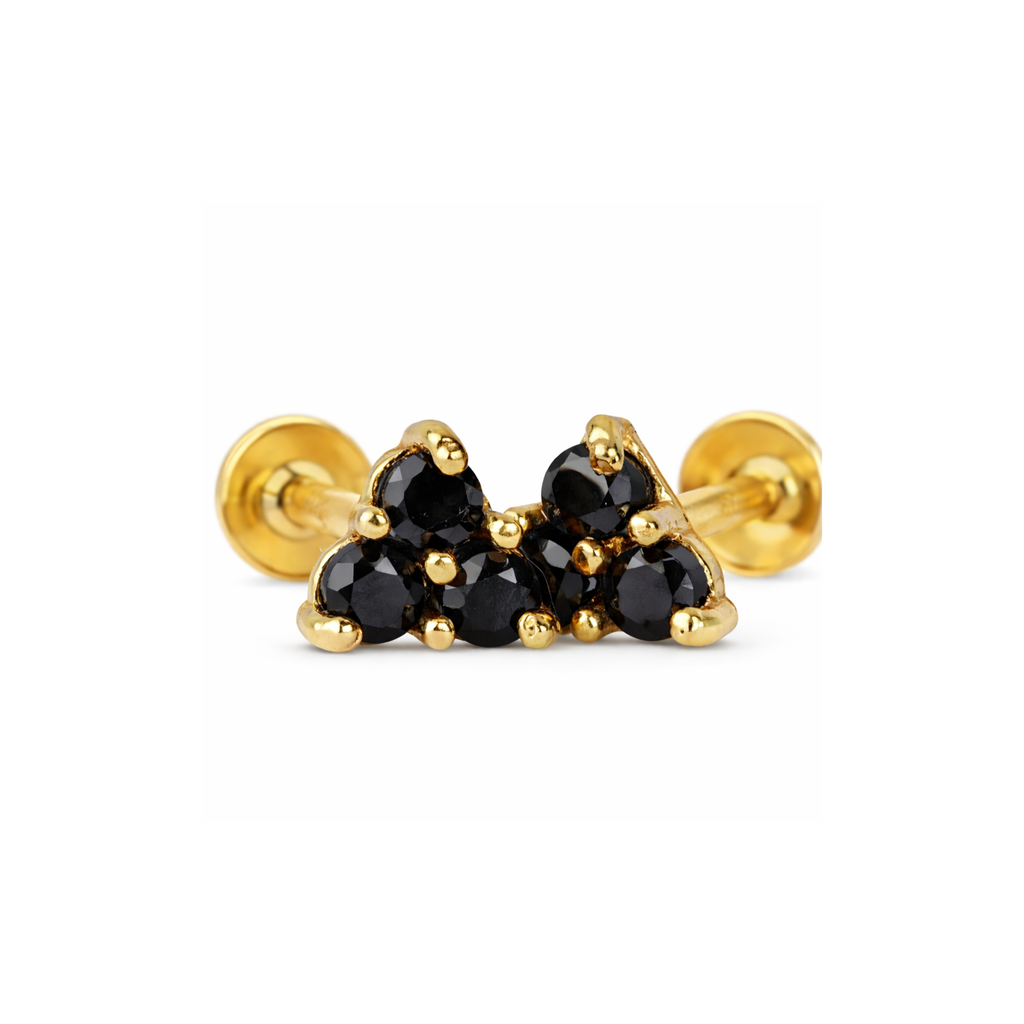 GE0202 - Triangular Black Stone Studs