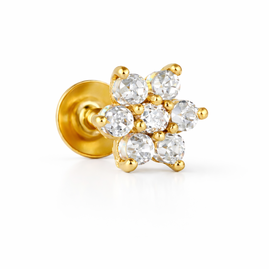 GE0206 - White Stone Floral Stud