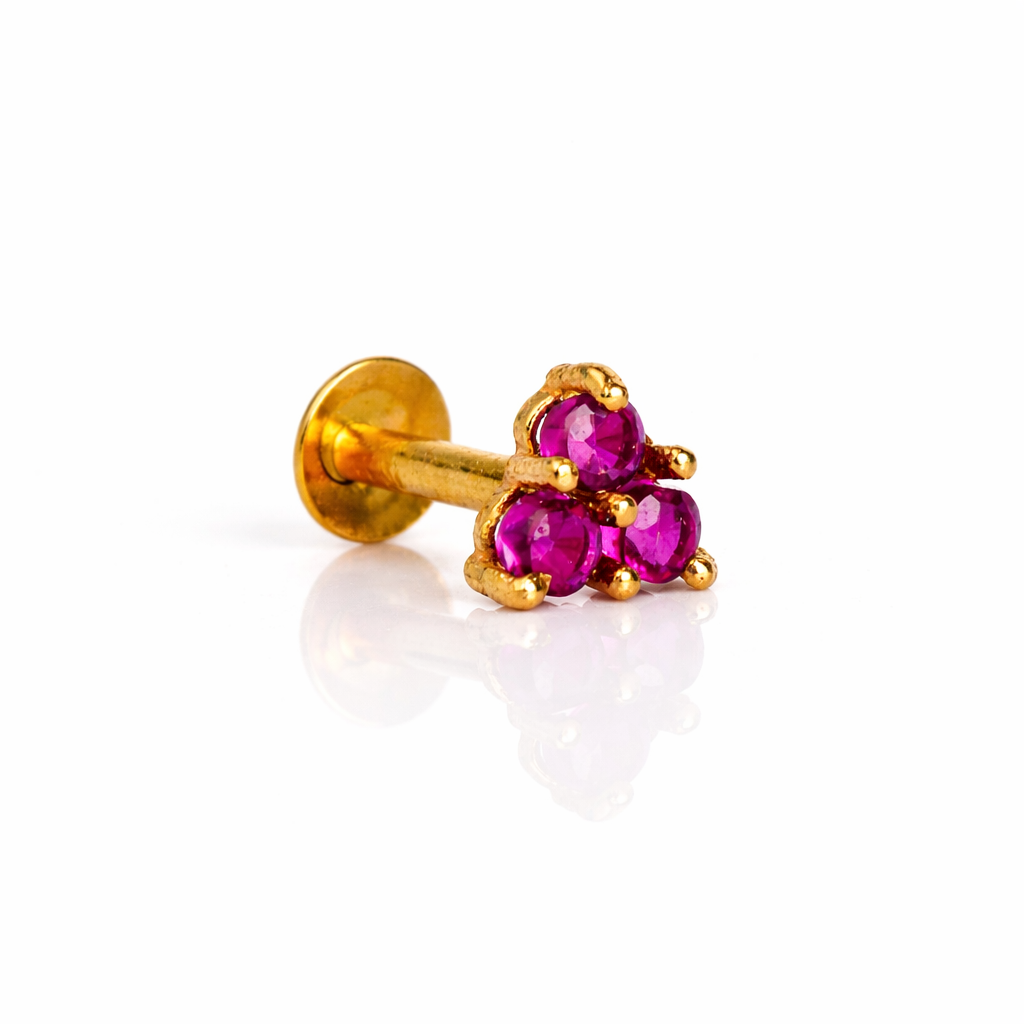 GN0109- Triangle Red Stone Nose Pin