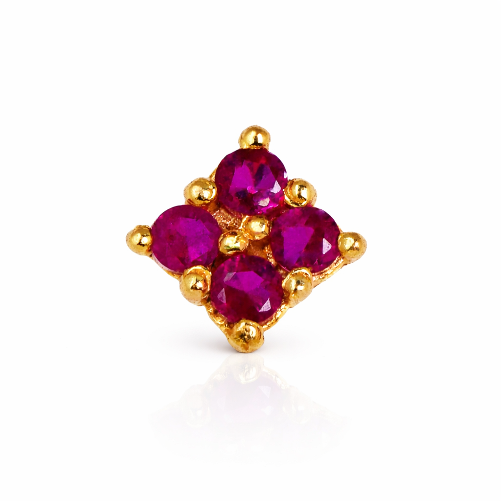 GN0112 - Four Pink Stone Nose Pin