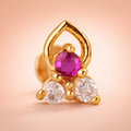 GN0115- 3 Petal White and Pink Nose Pin