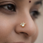 SSO102 - Silver Non-Piercing Half Floral Nose Pin