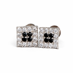 SE0201 - Silver Squared with Black and White Stone