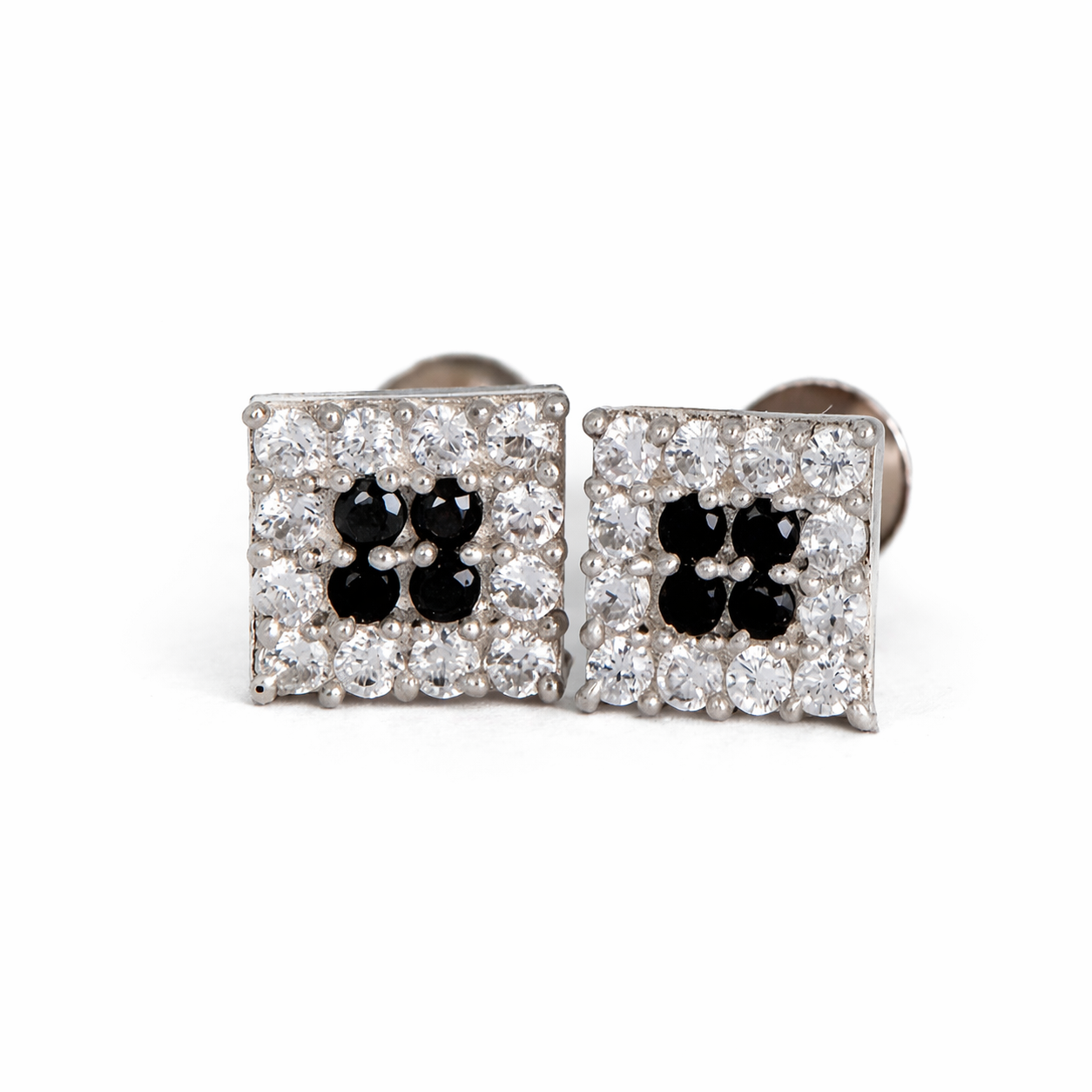 SE0201 - Silver Squared with Black and White Stone