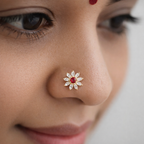 SN0101 - White Floral With Red Stone