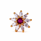 SN0101 - White Floral With Red Stone