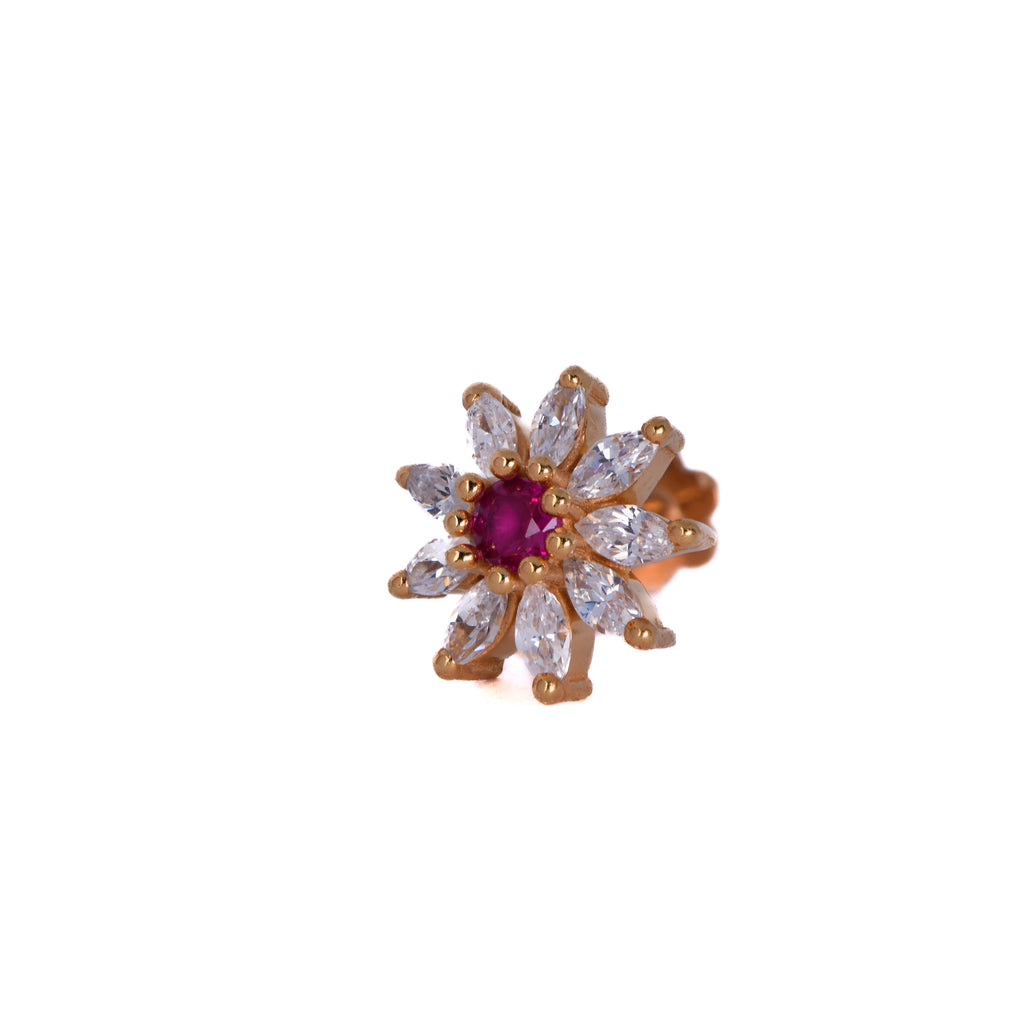 SN0101 - White Floral With Red Stone