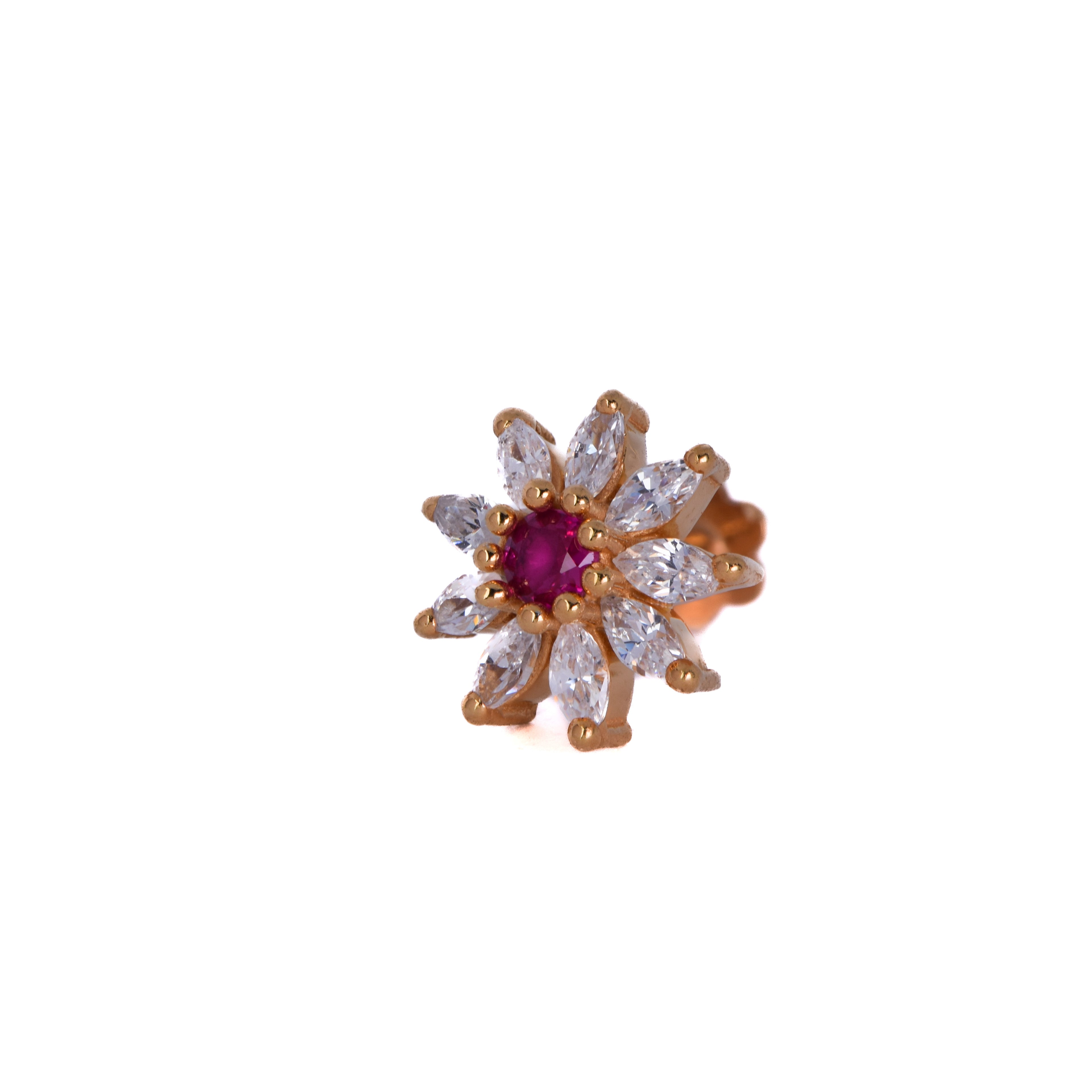 SN0101 - White Floral With Red Stone