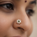 SSO101 - Silver Non-Piercing Floral Nose Pin