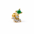 SN0106 - Sparkling Floral with Green Stone Nose Pin