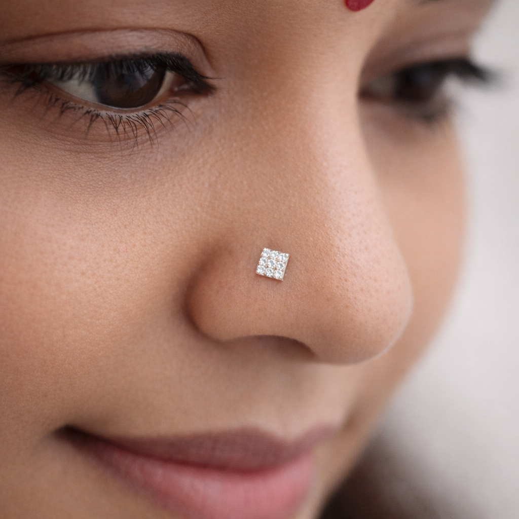 SN0104 - Silver Square Nose Pin