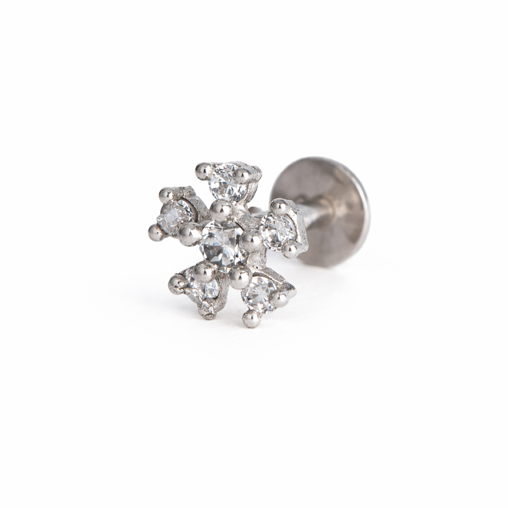SN0103 - Five Petal Silver Nose Pin